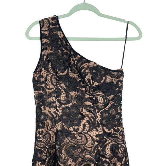 Dress The Population Isabella One-Shoulder Lace Sheath Dress Black Medium Party - Picture 4 of 14